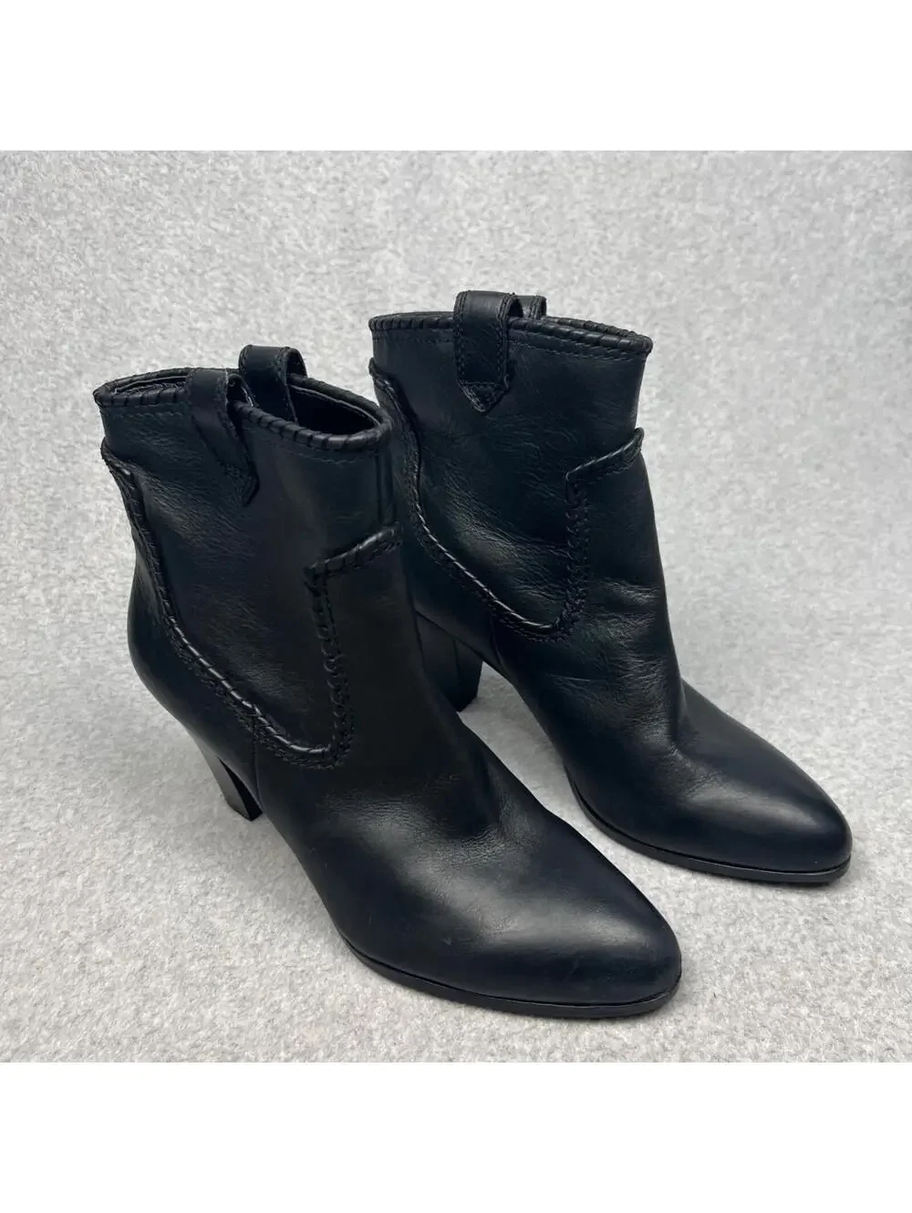 Karl Lagerfeld Black Leather Ankle Boots Bootie Western Womens 11 Cowgirl